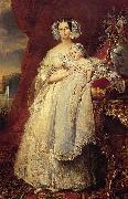 Franz Xaver Winterhalter Portrait of Helena of Mecklemburg-Schwerin, Duchess of Orleans with her son the Count of Paris oil painting reproduction